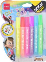 სურათი  წებო ბრჭყვიალა ნეონის ფერები Deli Stationery Stick Up 12მლ 6 ფერი